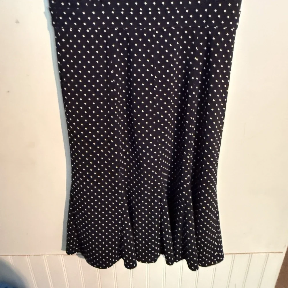 Talbots Size‎ 2 Polka Dot Dress Navy Blue Retro Inspired Feminine Slinky Modest - Picture 3 of 5